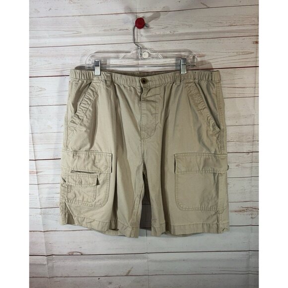 Boston Traders Men's Cargo Shorts XL Beige Stretch khaki Cotton Pockets Utility - Picture 1 of 9
